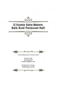 Image of (Ebook) Si Kodok Kata Malem, Baik Budi Penawan Hati
